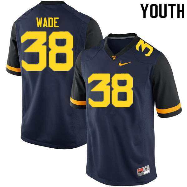 Youth #38 Devan Wade West Virginia Mountaineers College Football Jerseys Sale-Navy